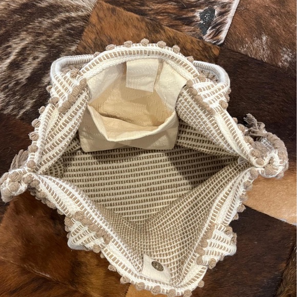 ANTONELLO TEDDE CAPRICCIOLI MED_Rombi. Brown Linen tote hand-stitched - Picture 4 of 6